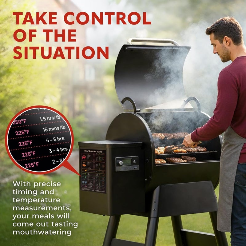 Levain & Co X-Large Meat Temperature Magnet & BBQ Smoker Guide - 8.5" x 11" - Smoker & Pellet Grill Accessories - Wood, Time, & Temp - BBQ Accessories - Grilling Gifts for Men - Image 2